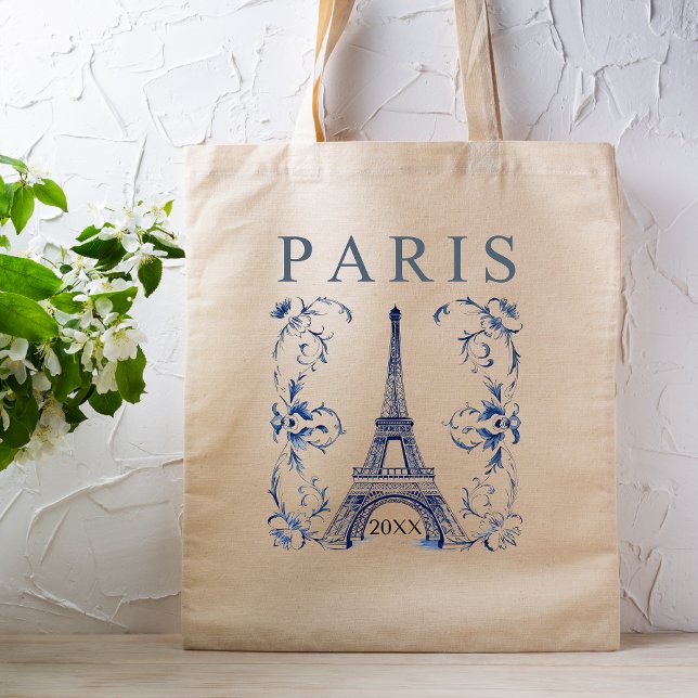 Bolsa Tote Torre Eiffel Paris Azul Delft (Criador carregado)