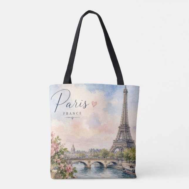 Bolsa Tote Torre Eiffel rio Sena Paris França  (Verso)