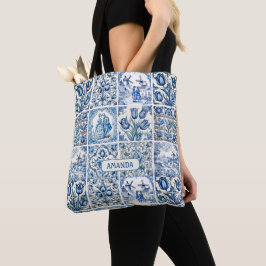 Bolsa Tote Torre floral Elegante Blue Country