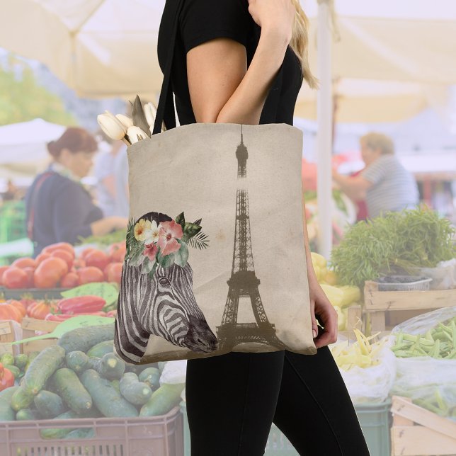 Bolsa Tote Torre Zebra rico e Eiffel (Criador carregado)