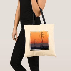 Bolsa Tote Torres de Energia ao Pôr do Sol