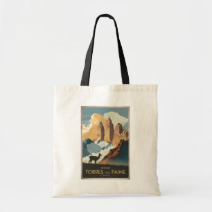 Bolsa Tote Torres del Paine Chile Ilustração Arte de Viagem