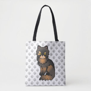 Bolsa Tote Tortie Point, Pérsico, Cartoon, Gato e patas