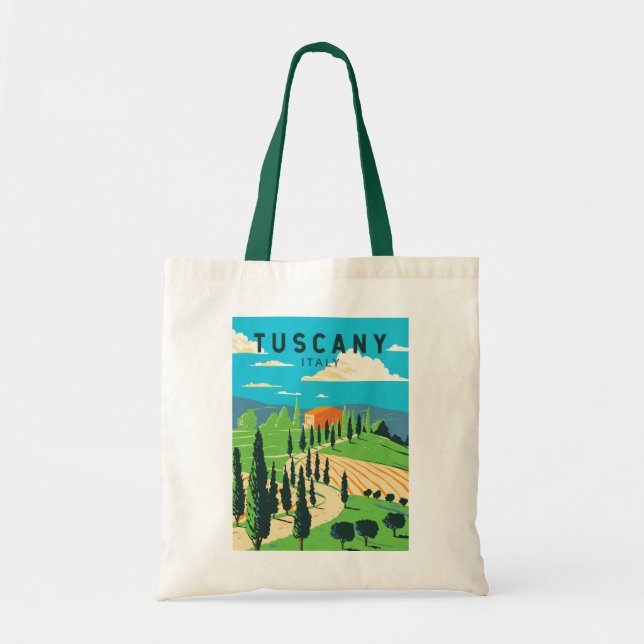 Bolsa Tote Toscana Itália Vineyard Viagem Art Vintage (Frente)