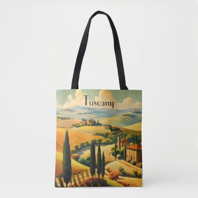 Bolsa Tote Toscana Rústica Vintage com Texto Personalizado (Frente)