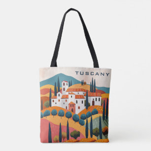 Bolsa Tote Toscânia Colorida Moderna Pintura Itália Viagem