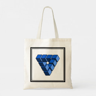 Bolsa Tote Tot Gráfico de Blocos de Brinquedo Preto Azul com