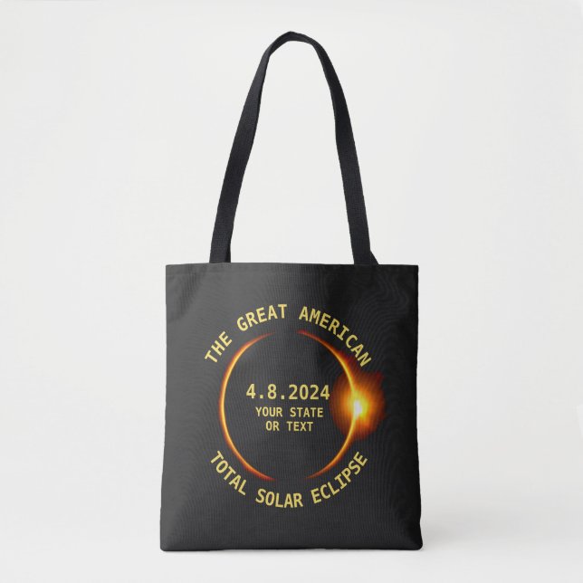 Bolsa Tote Total Solar Eclipse 4.8.2024 Texto Personalizado E (Frente)