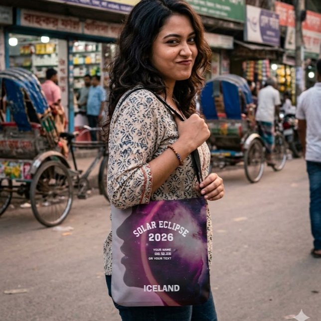 Bolsa Tote Total solar eclipse August 2026 text personalized (Criador carregado)