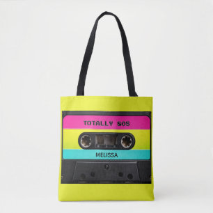 Bolsa Tote Totalmente Fita Cassete Vintage dos Anos 80 Nome P