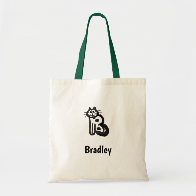 Bolsa Tote Tote Bag - Cat Letter B com o nome (Frente)
