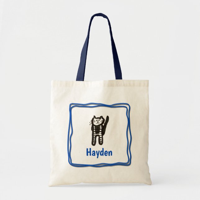 Bolsa Tote Tote Bag - Cat Letter H com o nome na imagem (Frente)