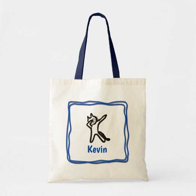 Bolsa Tote Tote Bag - Cat Letter K com o nome no quadro (Frente)