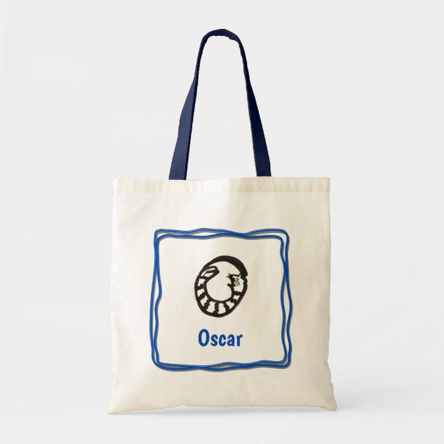 Bolsa Tote Tote Bag - Cat Letter O com o nome no quadro (Frente)