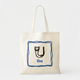 Bolsa Tote Tote Bag - Cat Letter U com o nome no quadro