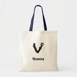 Bolsa Tote Tote Bag - Cat Letter V com o nome