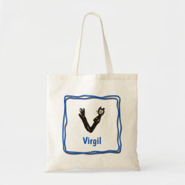 Bolsa Tote Tote Bag - Cat Letter V com o nome no quadro