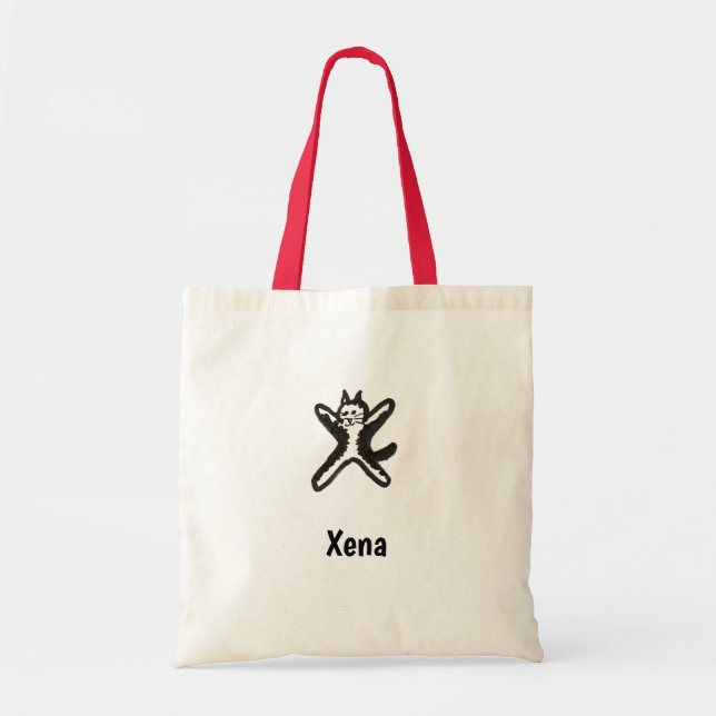 Bolsa Tote Tote Bag - Cat Letter X com o nome (Frente)