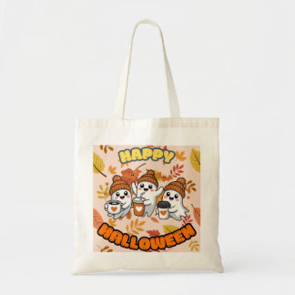 Bolsa Tote Tote Bag com fantasmas bonitos e Feliz Halloween