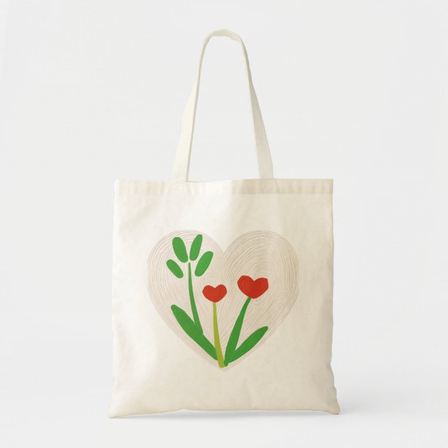 Bolsa Tote Tote Bag com Heart Floral (Frente)