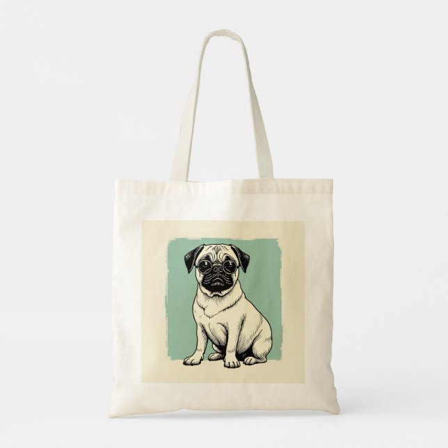 Bolsa Tote Tote Bag com Pug design (Verso)