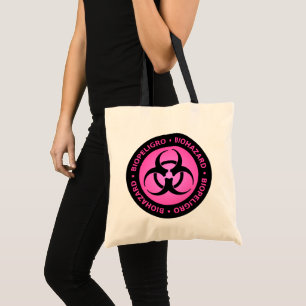 Bolsa Tote Tote Bag de Advertência de Risco Biológico Rosa