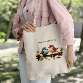 Bolsa Tote Tote Bag de aves bonitinhas coloridas