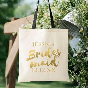 Bolsa Tote Tote Bag de Casamento de Bridesmaid Dourada Elegan