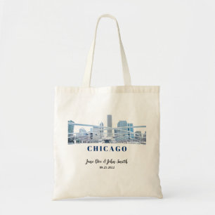 Bolsa Tote Tote Bag de Casamento Skyline Personalizado em Chi