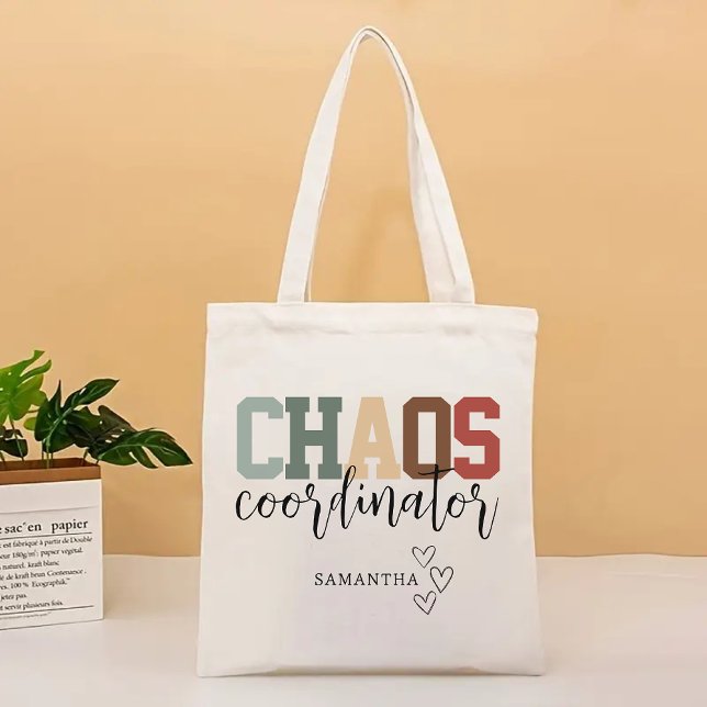 Bolsa Tote Tote Bag do Coordenador do Caos Personalizado, Mam (Gift for teacher, teacher birthday gift, tote bag for teacher, mom gift, chaos coordinator gift)