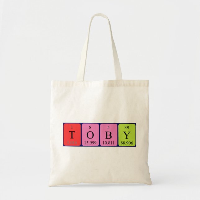 Bolsa Tote Tote bag do nome da mesa periódica Toby (Frente)