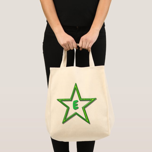 Bolsa Tote Tote Bag - Estrela Verde com Inicial (Frente (produto))