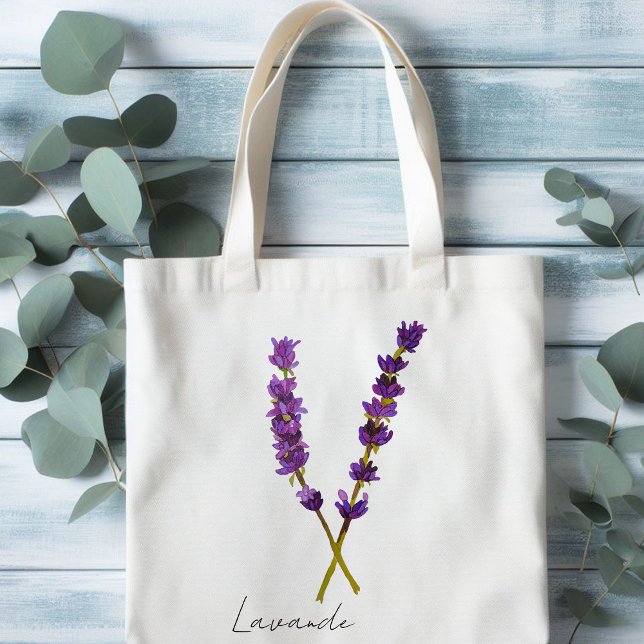 Bolsa Tote Tote bag fleur lavande violet aquarelle (Tote bag fleur lavande aquarelle
)