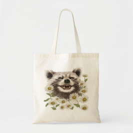 Bolsa Tote Tote Bag Happy Raccoon em margarida