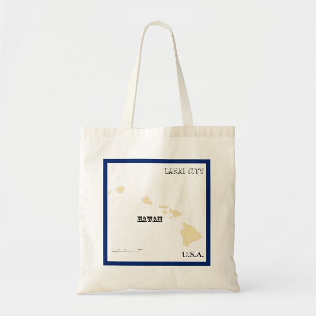 Bolsa Tote Tote Bag - Hawaii State Map with City (Frente)