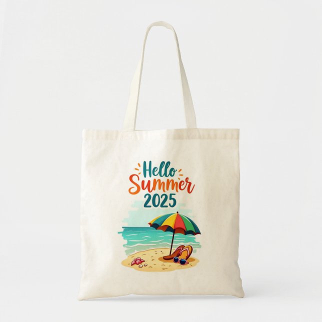 Bolsa Tote Tote Bag ☀️ Hello Summer 2025 Beach Vibes (Frente)