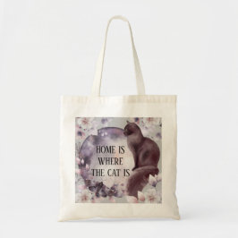 Bolsa Tote Tote Bag Home é onde o gato está Watercolor Night