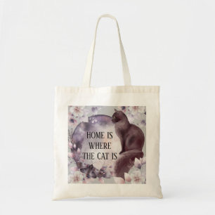 Bolsa Tote Tote Bag Home é onde o gato está Watercolor Night