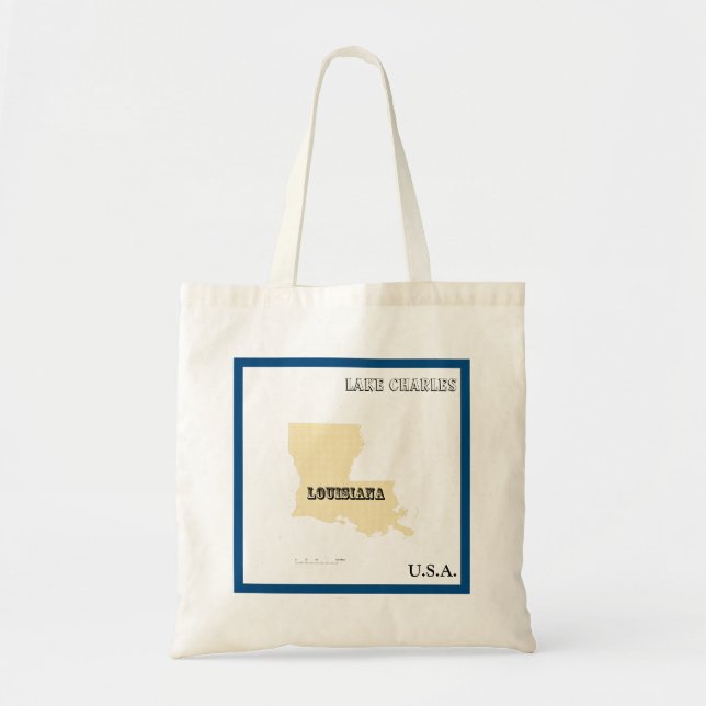 Bolsa Tote Tote Bag - Louisiana State Map with City (Frente)
