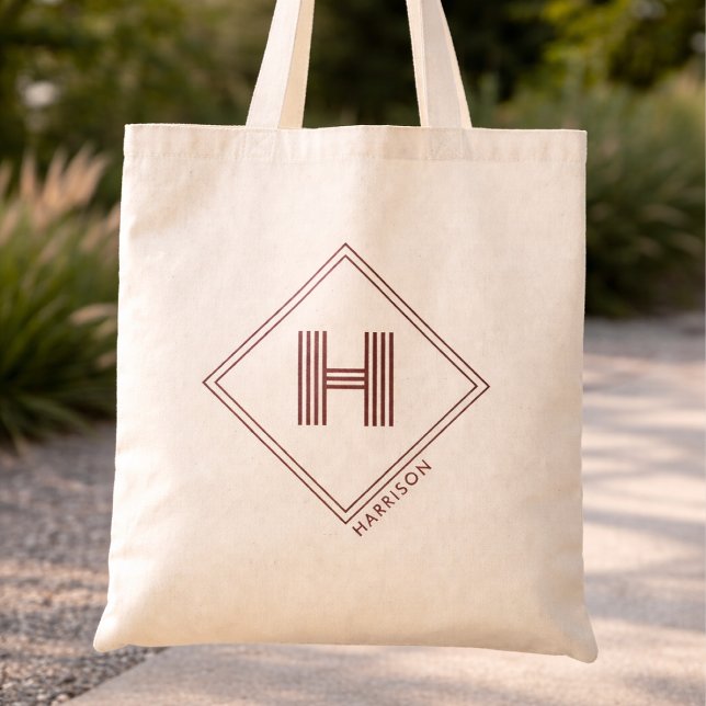Bolsa Tote Tote Bag | Modern Geometric Monogram Initial (Criador carregado)