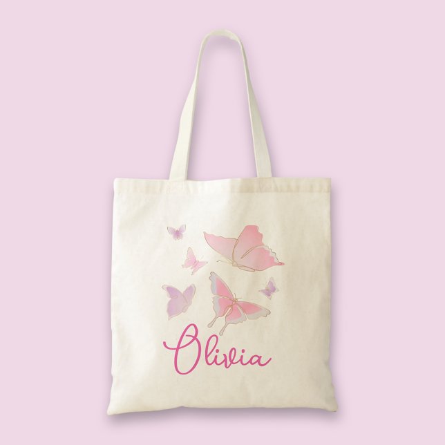 Bolsa Tote Tote Bag Personalizada por Borboleta Rosa para Men (Criador carregado)