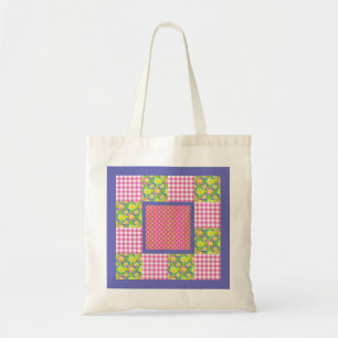 Bolsa Tote Tote Bag: Rosa: Primroses, Bolinhas, Gingham