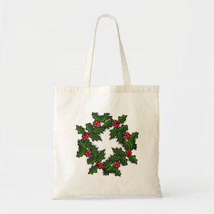 Bolsa Tote Tote Bag - Rua das Folhas de Holly e Berries