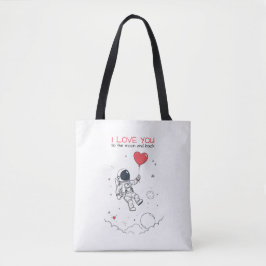 Bolsa Tote Tote-Bag Saint-Valentin - "Love You to the Moon"