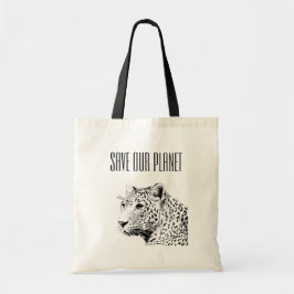 Bolsa Tote Tote Bag - Salve nosso planeta - Leopardo