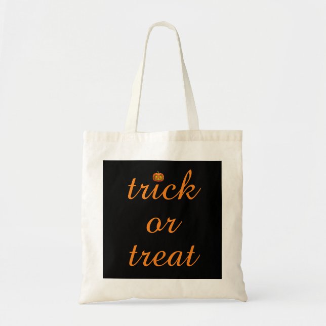 Bolsa Tote Tote Bag - Trick ou Tratar preto e laranja (Frente)