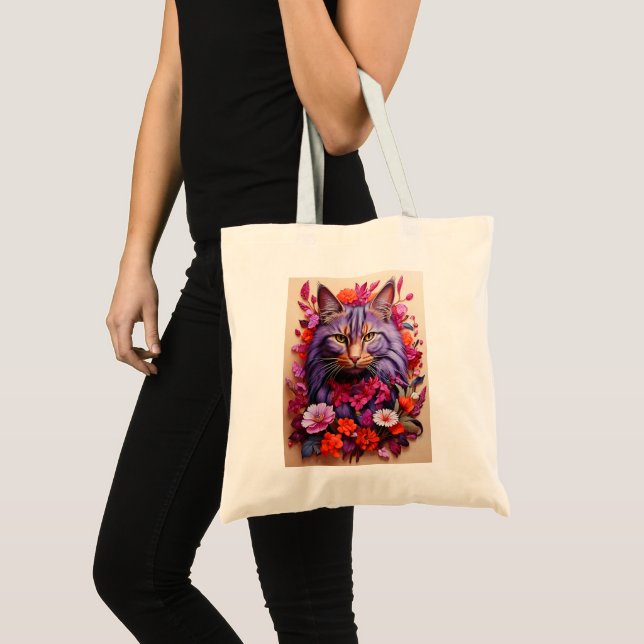 Bolsa Tote Tote Bag with Cat Illustration (Frente (produto))