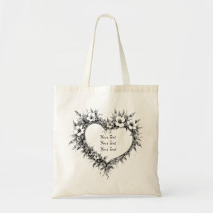 Bolsa Tote Tote Coração Floral Boho Personalizado
