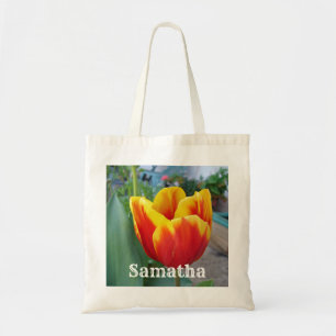 Bolsa Tote Tote de Tota Flórida do Jardim Vermelho e Amarelo