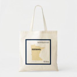 Bolsa Tote Tote  - Mapa do Estado de Minnesota com Cidade